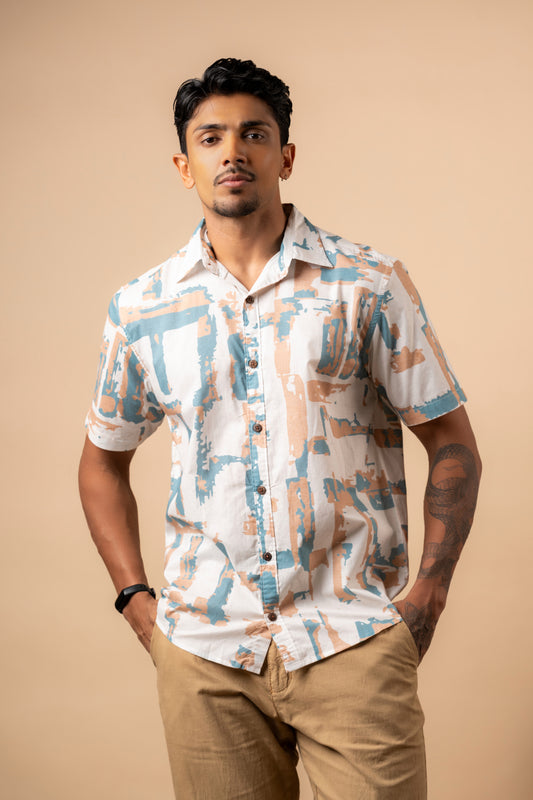 GREEN BROWN ABSTRACT WHITE SS