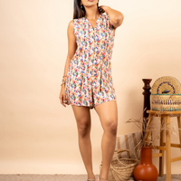 YELLOW RED FLORAL WHITE ROMPER