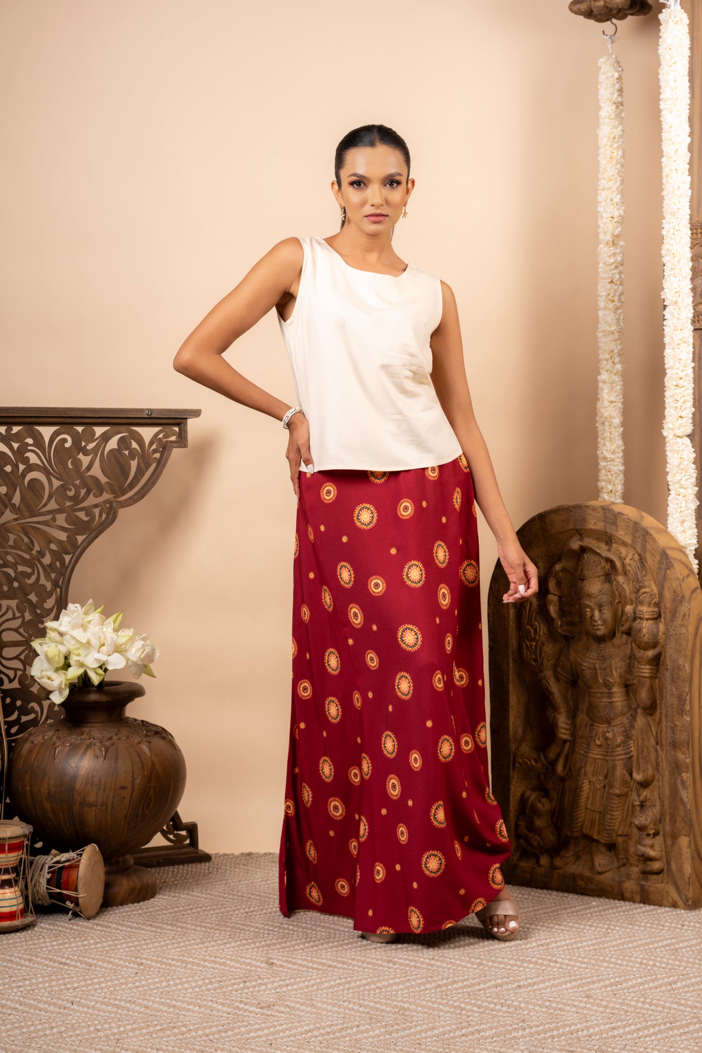 BATIK MOTIF MAROON LONG SKIRT