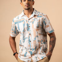 GREEN BROWN ABSTRACT WHITE SS